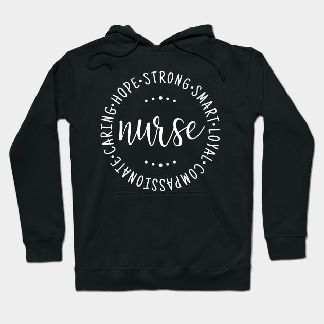 Nurse saying circle design strong, carie, smart Hoodie by colorbyte